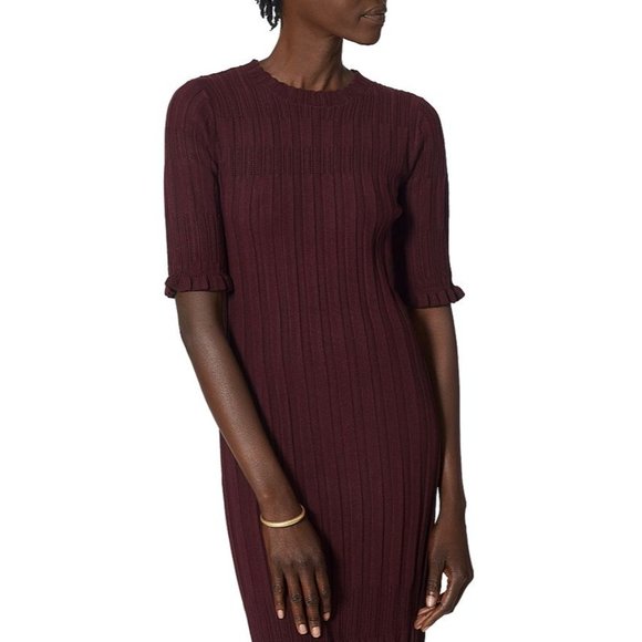 JOIE Dendra Rib-Knit Midi Sweater Dress in Rhubarb - NWT - Medium - Picture 4 of 6